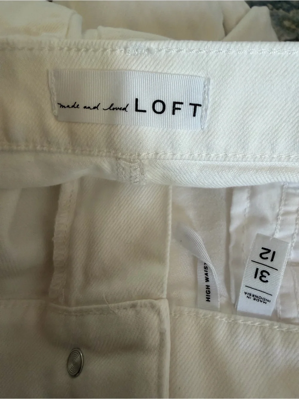 Loft White Distressed Straight Leg Jeans Women’s Size 14 Casual Denim Pants